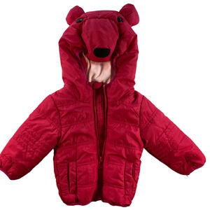 Golf & Baby Girl's Hot Pink Puffer Jacket with 3D Ears 3-6 months